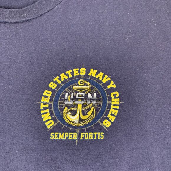 U.S. Navy T Shirt Size 2XL  United States Chief USA Navy Blue USN Semper Fortis - Picture 4 of 10